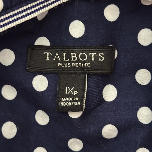 Talbots‎ Navy and White Polka Dot button down women’s top size 1XP - Picture 5 of 7